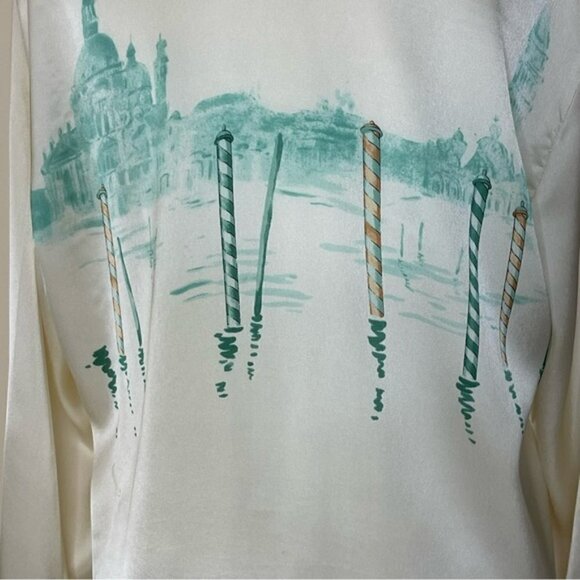 Yarell Vintage Cream Satin Button Up Shirt US 8 - Picture 5 of 8